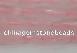 CRI02 15.5 inches 10*30mm faceted rice rose quartz beads wholesale