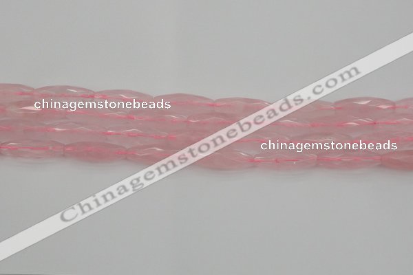 CRI02 15.5 inches 10*30mm faceted rice rose quartz beads wholesale