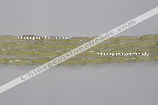 CRI03 15.5 inches 10*30mm faceted rice lemon quartz beads wholesale