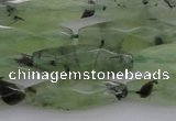 CRI07 15.5 inches 10*30mm faceted rice green rutilated quartz beads