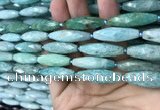 CRI112 15.5 inches 10*30mm faceted rice amazonite gemstone beads