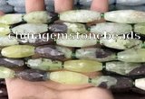 CRI116 15.5 inches 10*30mm faceted rice green garnet beads
