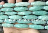 CRI120 15.5 inches 10*30mm faceted rice amazonite gemstone beads