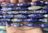 CRI121 15.5 inches 10*30mm faceted rice sodalite gemstone beads