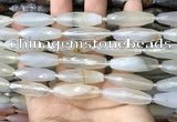 CRI123 15.5 inches 10*30mm faceted rice agate gemstone beads