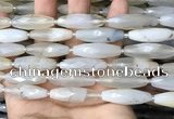 CRI124 15.5 inches 10*30mm faceted rice agate gemstone beads