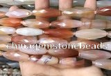 CRI126 15.5 inches 10*30mm faceted rice red agate gemstone beads