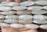 CRI135 15.5 inches 10*30mm faceted rice moonstone gemstone beads