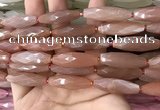 CRI137 15.5 inches 10*30mm faceted rice moonstone gemstone beads