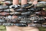 CRI141 15.5 inches 10*30mm faceted rice snowflake obsidian beads