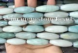 CRI142 15.5 inches 10*30mm faceted rice amazonite gemstone beads