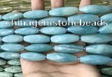 CRI146 15.5 inches 10*30mm faceted rice amazonite beads