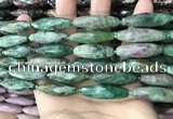 CRI148 15.5 inches 10*30mm faceted rice ruby zoisite beads