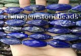 CRI151 15.5 inches 10*30mm faceted rice lapis lazuli beads