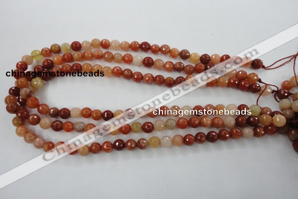 CRJ252 15.5 inches 8mm faceted round red jade gemstone beads