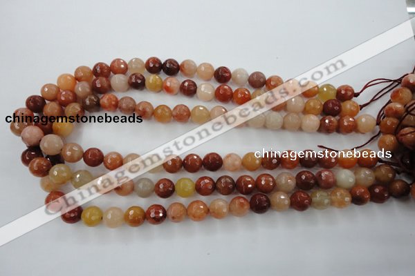 CRJ253 15.5 inches 10mm faceted round red jade gemstone beads