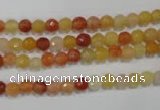 CRJ400 15.5 inches 4mm faceted round red & yellow jade beads