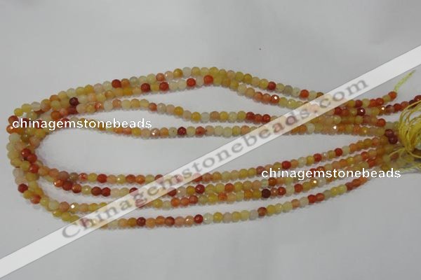 CRJ400 15.5 inches 4mm faceted round red & yellow jade beads