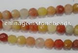 CRJ401 15.5 inches 6mm faceted round red & yellow jade beads