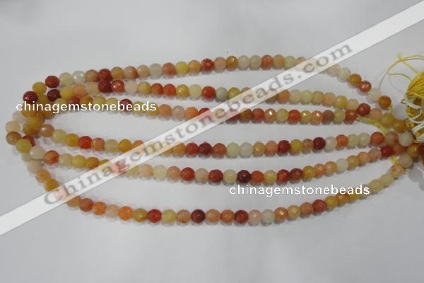 CRJ401 15.5 inches 6mm faceted round red & yellow jade beads