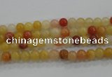 CRJ410 15.5 inches 4mm round red & yellow jade beads wholesale