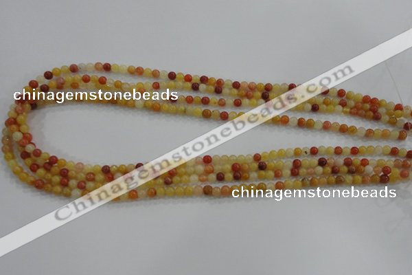 CRJ410 15.5 inches 4mm round red & yellow jade beads wholesale