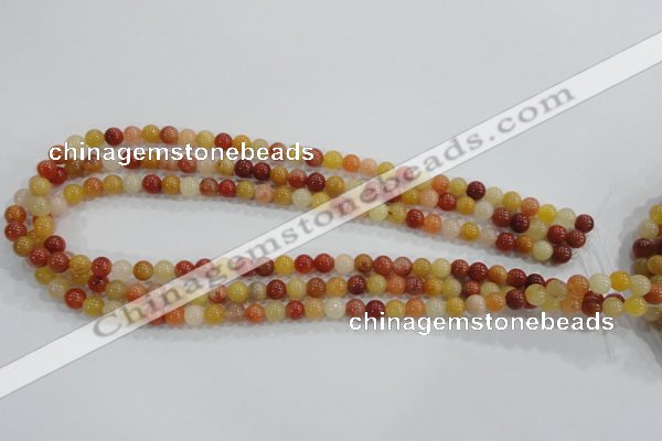 CRJ412 15.5 inches 6mm round red & yellow jade beads wholesale