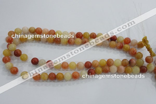 CRJ414 15.5 inches 10mm round red & yellow jade beads wholesale