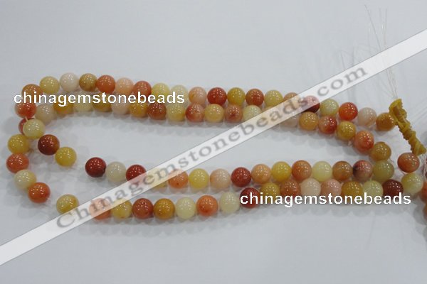 CRJ415 15.5 inches 12mm round red & yellow jade beads wholesale