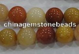 CRJ416 15.5 inches 14mm round red & yellow jade beads wholesale