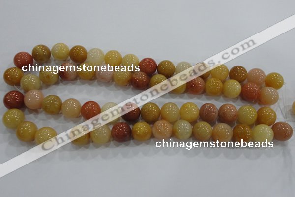 CRJ416 15.5 inches 14mm round red & yellow jade beads wholesale