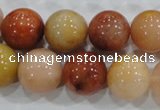 CRJ417 15.5 inches 16mm round red & yellow jade beads wholesale