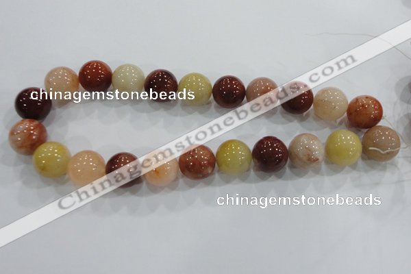 CRJ418 15.5 inches 18mm round red & yellow jade beads wholesale