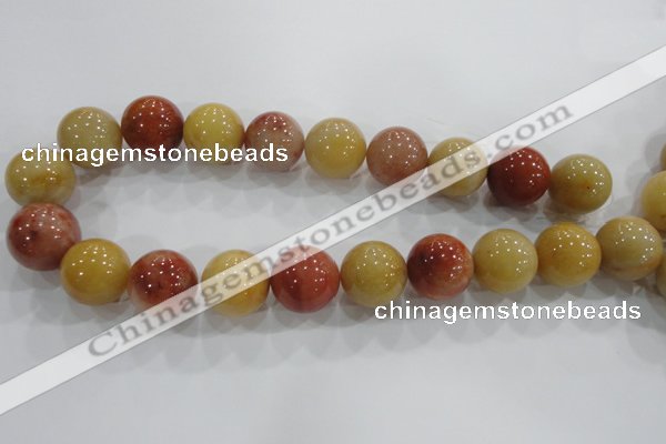 CRJ419 15.5 inches 20mm round red & yellow jade beads wholesale