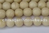 CRJ601 15.5 inches 6mm round white fossil jasper beads wholesale