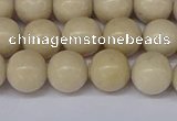 CRJ602 15.5 inches 8mm round white fossil jasper beads wholesale