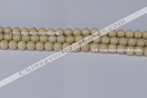 CRJ602 15.5 inches 8mm round white fossil jasper beads wholesale