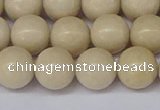 CRJ603 15.5 inches 10mm round white fossil jasper beads wholesale