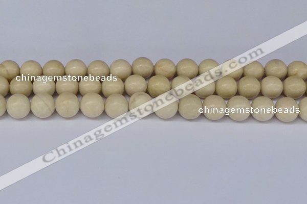 CRJ604 15.5 inches 12mm round white fossil jasper beads wholesale