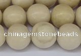 CRJ605 15.5 inches 14mm round white fossil jasper beads wholesale