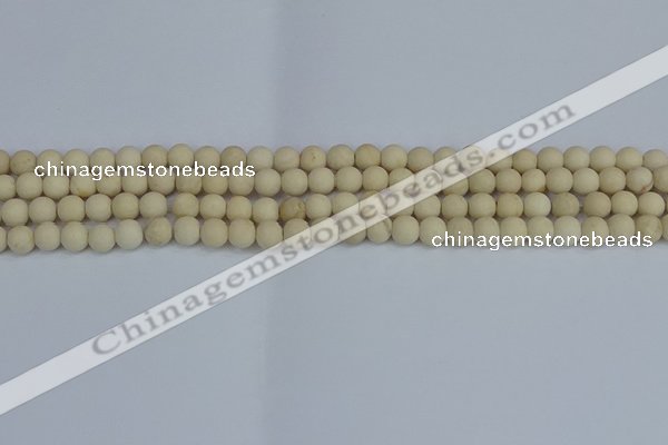 CRJ610 15.5 inches 4mm round matte white fossil jasper beads