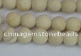 CRJ611 15.5 inches 6mm round matte white fossil jasper beads