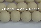 CRJ612 15.5 inches 8mm round matte white fossil jasper beads