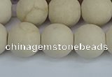 CRJ613 15.5 inches 10mm round matte white fossil jasper beads