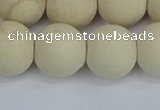 CRJ614 15.5 inches 12mm round matte white fossil jasper beads