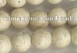 CRJ621 15.5 inches 6mm round white fossil jasper beads wholesale