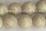 CRJ622 15.5 inches 8mm round white fossil jasper beads wholesale