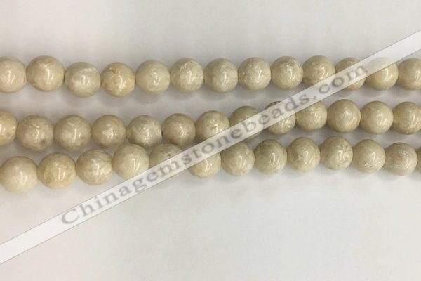 CRJ622 15.5 inches 8mm round white fossil jasper beads wholesale