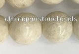 CRJ624 15.5 inches 12mm round white fossil jasper beads wholesale