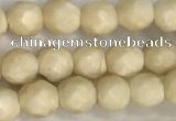 CRJ626 15.5 inches 4mmm faceted round white fossil jasper beads